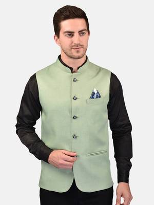 PRINT CULTR Men's Solid Cotton Blend Soft Finish Sleeveless Nehru/ Modi jacket/Sadri/Waistcoat/Bundi Jacket/for Men 1