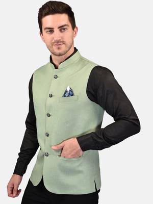 PRINT CULTR Men's Solid Cotton Blend Soft Finish Sleeveless Nehru/ Modi jacket/Sadri/Waistcoat/Bundi Jacket/for Men 3