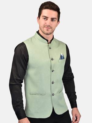 PRINT CULTR Men's Solid Cotton Blend Soft Finish Sleeveless Nehru/ Modi jacket/Sadri/Waistcoat/Bundi Jacket/for Men 4