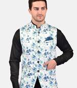 PRINT CULTR Men's Printed Cotton Blend Soft Finish Sleeveless Nehru/ Modi jacket/Sadri/Waistcoat/Bundi Jacket/for Men