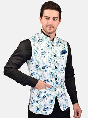 PRINT CULTR Men's Printed Cotton Blend Soft Finish Sleeveless Nehru/ Modi jacket/Sadri/Waistcoat/Bundi Jacket/for Men 4