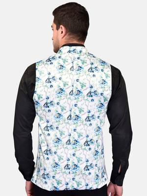 PRINT CULTR Men's Printed Cotton Blend Soft Finish Sleeveless Nehru/ Modi jacket/Sadri/Waistcoat/Bundi Jacket/for Men 6