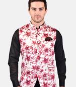 PRINT CULTR Men's Printed Cotton Blend Soft Finish Sleeveless Nehru/ Modi jacket/Sadri/Waistcoat/Bundi Jacket/for Men