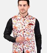 PRINT CULTR Men's Printed Cotton Blend Soft Finish Sleeveless Nehru/ Modi jacket/Sadri/Waistcoat/Bundi Jacket/for Men