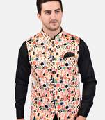 PRINT CULTR Men's Printed Cotton Blend Soft Finish Sleeveless Nehru/ Modi jacket/Sadri/Waistcoat/Bundi Jacket/for Men
