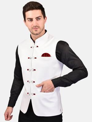 PRINT CULTR Men's Solid Cotton Blend Soft Finish Sleeveless Nehru/ Modi jacket/Sadri/Waistcoat/Bundi Jacket/for Men 2