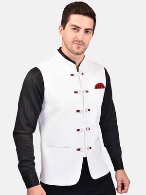 PRINT CULTR Men's Solid Cotton Blend Soft Finish Sleeveless Nehru/ Modi jacket/Sadri/Waistcoat/Bundi Jacket/for Men 3