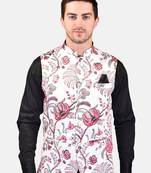 PRINT CULTR Men's Printed Cotton Blend Soft Finish Sleeveless Nehru/ Modi jacket/Sadri/Waistcoat/Bundi Jacket/for Men