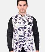 PRINT CULTR Men's Printed Cotton Blend Soft Finish Sleeveless Nehru/ Modi jacket/Sadri/Waistcoat/Bundi Jacket/for Men