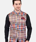 PRINT CULTR Men's Printed Cotton Blend Soft Finish Sleeveless Nehru/ Modi jacket/Sadri/Waistcoat/Bundi Jacket/for Men