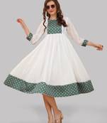 White embroidered georgette party-wear-kurtis