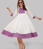 White embroidered georgette party-wear-kurtis