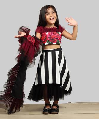 Printed Ghagra Choli With Frilles Dupatta  3