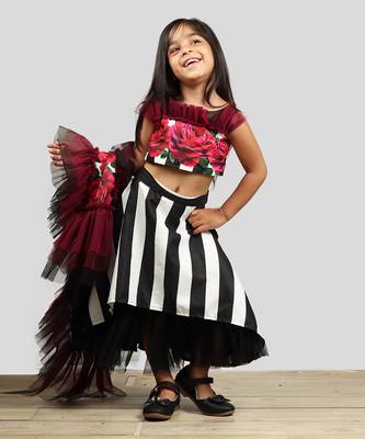 Printed Ghagra Choli With Frilles Dupatta  5