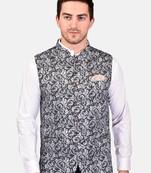 PRINT CULTR Men's Printed Cotton Blend Soft Finish Sleeveless Nehru/ Modi jacket/Sadri/Waistcoat/Bundi Jacket/for Men