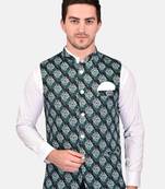 PRINT CULTR Men's Printed Cotton Blend Soft Finish Sleeveless Nehru/ Modi jacket/Sadri/Waistcoat/Bundi Jacket/for Men