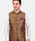PRINT CULTR Men's Printed Cotton Blend Soft Finish Sleeveless Nehru/ Modi jacket/Sadri/Waistcoat/Bundi Jacket/for Men