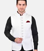 PRINT CULTR Men's Solid Cotton Blend Soft Finish Sleeveless Nehru/ Modi jacket/Sadri/Waistcoat/Bundi Jacket/for Men