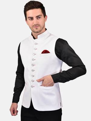 PRINT CULTR Men's Solid Cotton Blend Soft Finish Sleeveless Nehru/ Modi jacket/Sadri/Waistcoat/Bundi Jacket/for Men 3