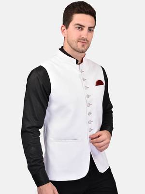 PRINT CULTR Men's Solid Cotton Blend Soft Finish Sleeveless Nehru/ Modi jacket/Sadri/Waistcoat/Bundi Jacket/for Men 4