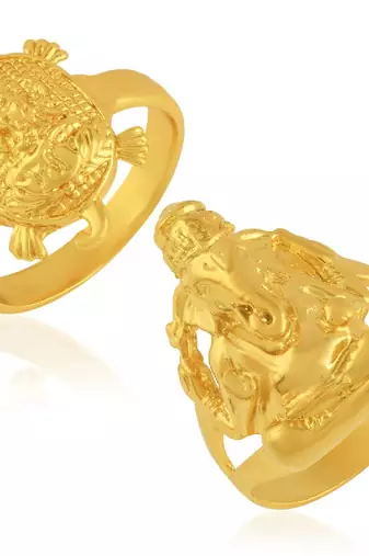 Brass Goldplated Lakshmi Ganesh Hindu Spiritual Finger ring Combo