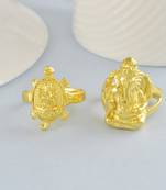Brass Goldplated Lakshmi Ganesh Hindu Spiritual Finger ring Combo