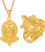 Brass Goldplated Buddha Pendant and Fingerring Combo