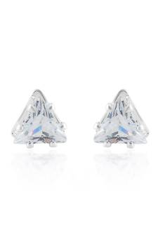 Silverplated Triangle Shape Imitation Diamonds CZ Stylish Fashion Stud earrings