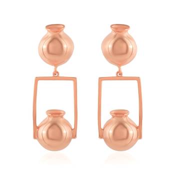 Pure Copper Pitcher Water pot Indian Matka Shape Stylish Fashion Long Earrings 1