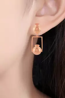 Pure Copper Pitcher Water pot Indian Matka Shape Stylish Fashion Long Earrings