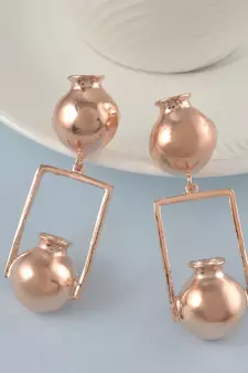 Pure Copper Pitcher Water pot Indian Matka Shape Stylish Fashion Long Earrings