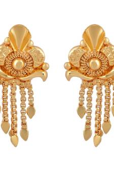 Brass Goldplated Tassled Fashion Stud Earring