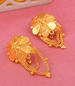 Gold plated Brass Flower with Danglers Handcrafted Stud Earrings