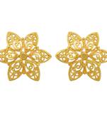 Gold plated Brass, flower design Ethnic Stud Earrings