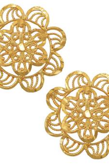 Gold plated hanmade filigree work flower design Fashion earring