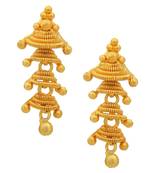 Gold plated spiral four cap small ethnic Jhumki earring