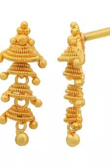 Gold plated spiral four cap small ethnic Jhumki earring