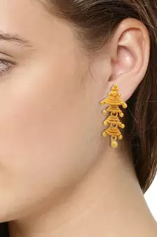 Gold plated spiral four cap small ethnic Jhumki earring