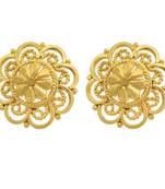 Women's Gold Plated Brass, Handmade Sunflower Design, Stylish Fashion Latest Studs Earrings