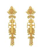 Gold plated Long flower stem design earring