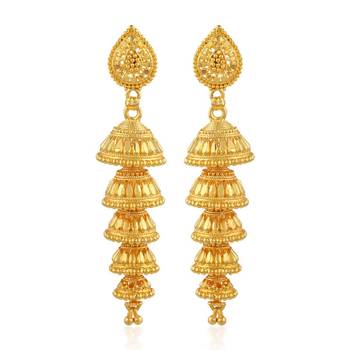 Brass Goldplated 5 Step Long Jhumka 1
