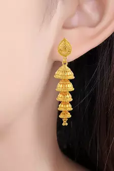 Brass Goldplated 5 Step Long Jhumka