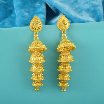 Brass Goldplated 5 Step Long Jhumka 3