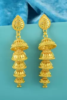 Brass Goldplated 5 Step Long Jhumka