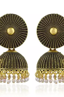 Brass Antique finish Goldplated Handmade Rasrawa Traditional Jhumki Earrings