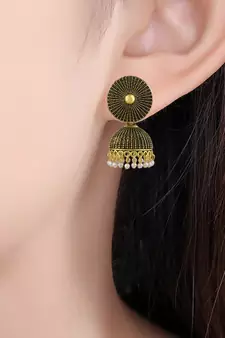 Brass Antique finish Goldplated Handmade Rasrawa Traditional Jhumki Earrings