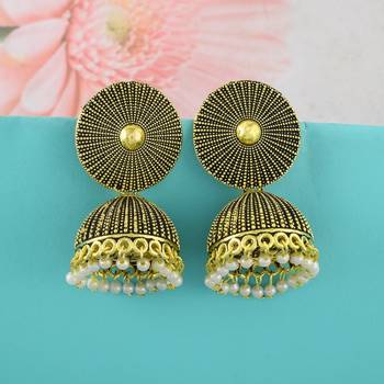 Brass Antique finish Goldplated Handmade Rasrawa Traditional Jhumki Earrings 1