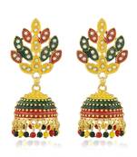 Brass Goldplated Handmade Rasrawa Mutlcolour Colourful Jhumka Earrings