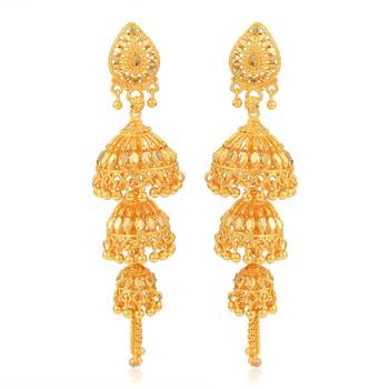 Brass Goldplated Triple Umbrella Traditional Jhumki 2