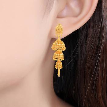 Brass Goldplated Triple Umbrella Traditional Jhumki 3